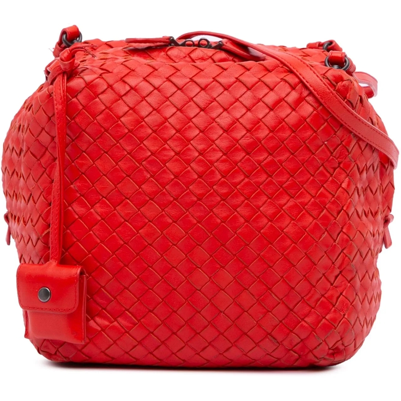 Bottega Veneta Sac à bandoulière Nappa Intrecciato Cube Shoulder Bag rot