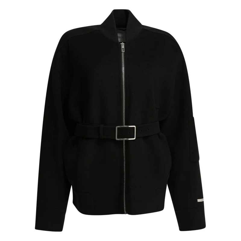 Max Mara Bomberjacke Rectangular Buckle Closure Black Virgin Wool Jacke Black