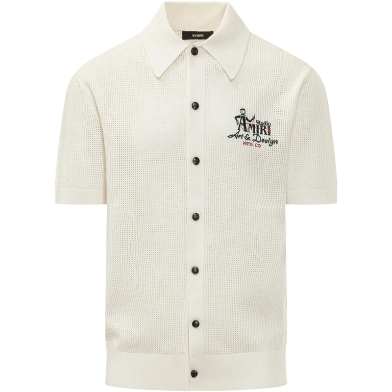 Amiri Haut décontracté Camicia in Maglia Mesh Studio weiß