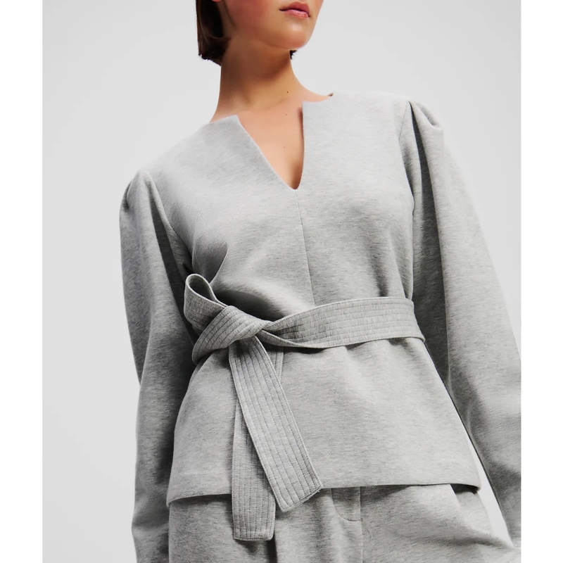 Karl Lagerfeld Sweatshirt SWEATSHIRT AUS DOPPEL-JERSEY MIT V-AUSSCHNITT hell-grau (Image 5)