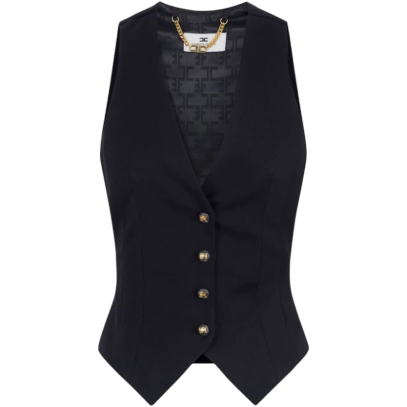 Elisabetta Franchi Veste de transition Tailored Black Knit Vest Black