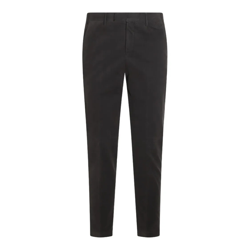 Pt Torino Chino Tailored Grey Trousers With Slim Fit Black