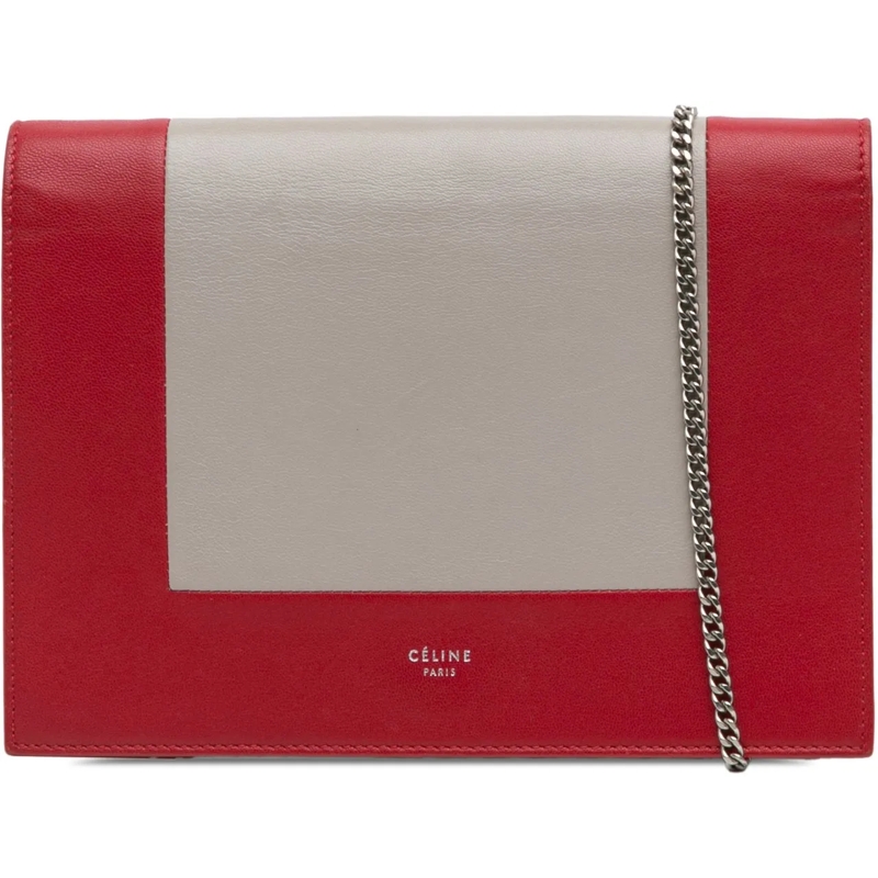 Celine Schultertasche Leather Frame Wallet on Chain rot