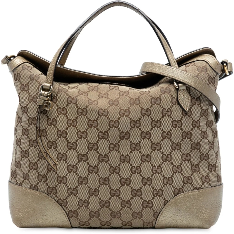 Gucci Schultertasche Medium GG Canvas Bree Satchel braun