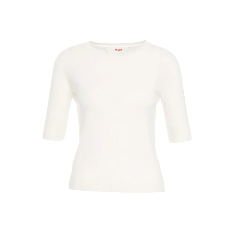 Mvm Trui Fine-Knit Sweater With Round Neckline White