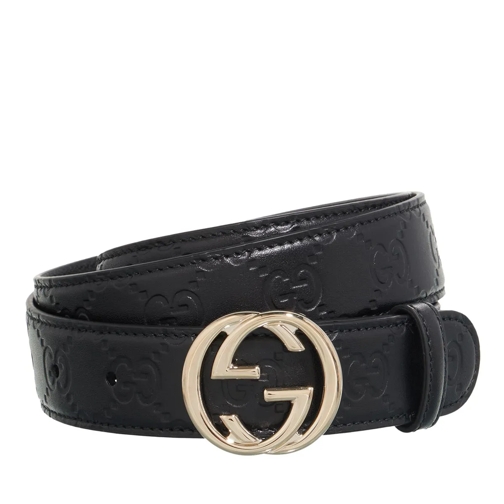 Gucci Leather Belt Belt Plutone Guccissima Black