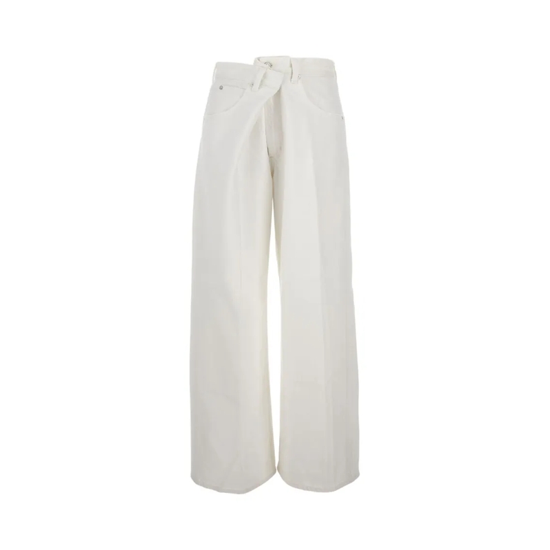 Agolde Jeans Wide-Leg 5-Pocket Jeans With High Waist White