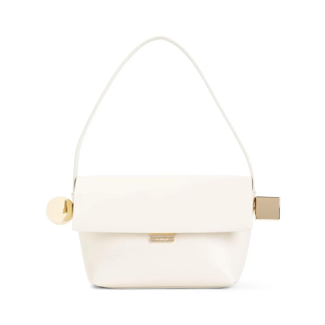 Jacquemus Shopper - Light Ivory White Lamb Leather Le Rond Carre Handb - Gr. unisize - in Weiß - für Damen