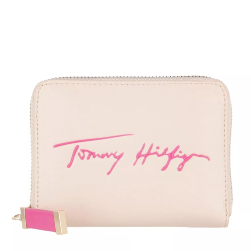 Tommy Hilfiger Iconic Tommy Med Za Sign Classic Beige / Hot Magenta Portemonnaie mit Zip-Around-Reißverschluss