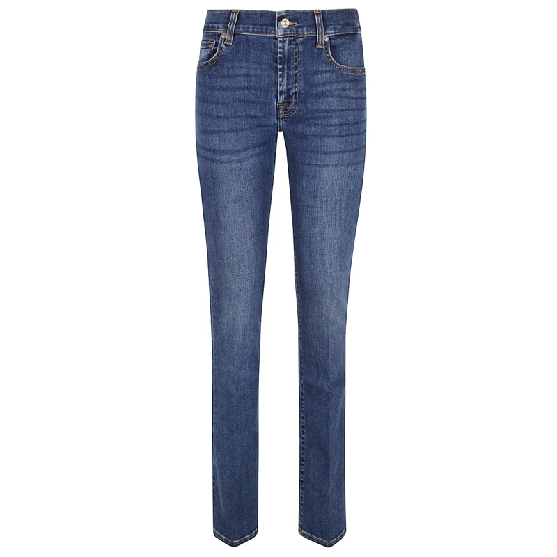 Seven for all Mankind Jeans Straight-Leg Blue Trousers In Soft Cotton Blend Blue