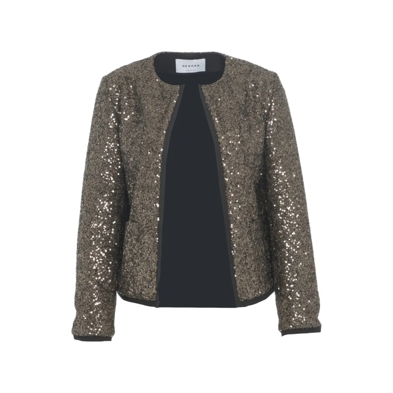 Gender Veste de transition Sequined Gray Jacket With Round Neckline Grey