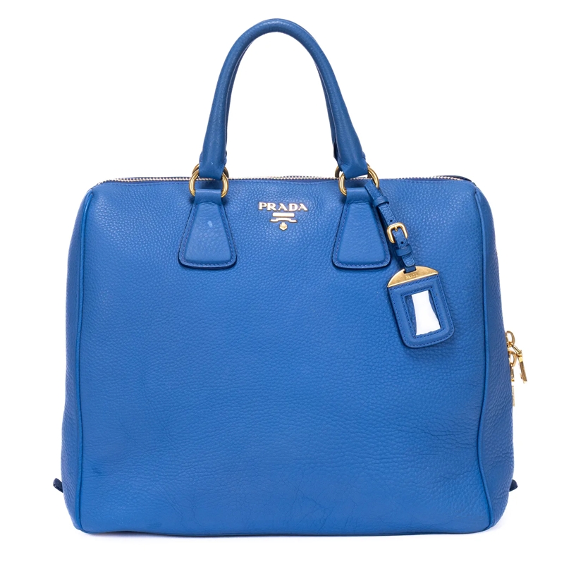 Prada Crossbody Bag Side Zip Boston Large blau