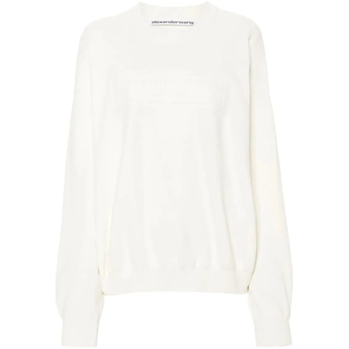 Alexander Wang Logo-Embroidered Ribbed Jumper White Tröja