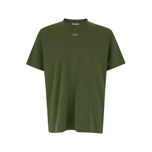 Off-White Dark Green Crewneck T-Shirt With Contrasting Off P Green 