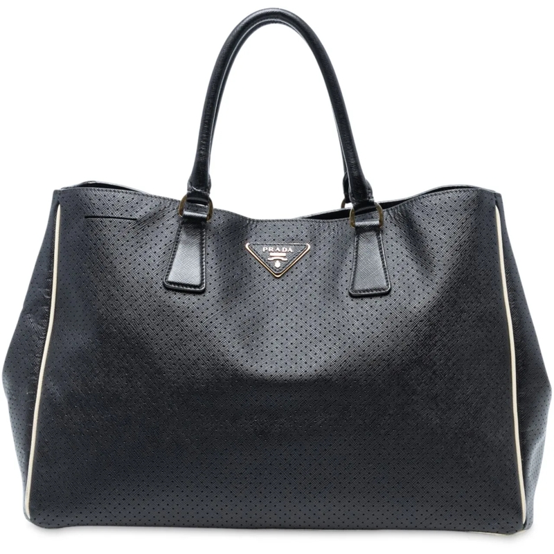 Prada Shopper Large Perforated Saffiano Lux Galleria Tote schwarz