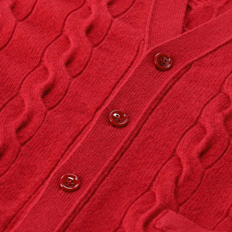 AMI Paris Cardigan Strickjacke aus Merinowolle rot(Image 4)