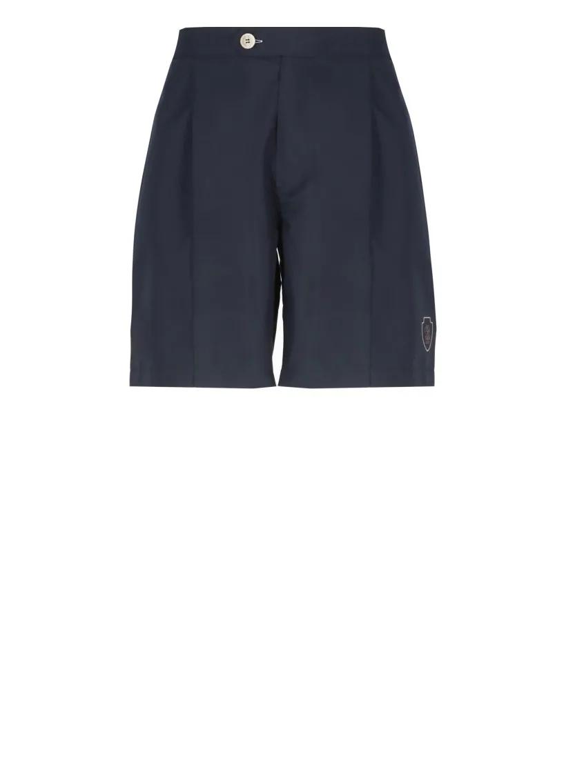 Thumbnail - Brunello Cucinelli - Contrasting Logo Blue Bermuda Shorts - Größe L - blue