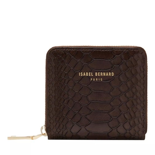 Isabel Bernard Honoré Jules Brown Calfskin Leather Zipper Wallet With Snake Print Portemonnaie mit Zip-Around-Reißverschluss