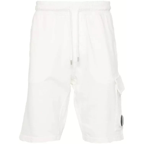 CP Company Lens-Detail White Cotton Shorts White 