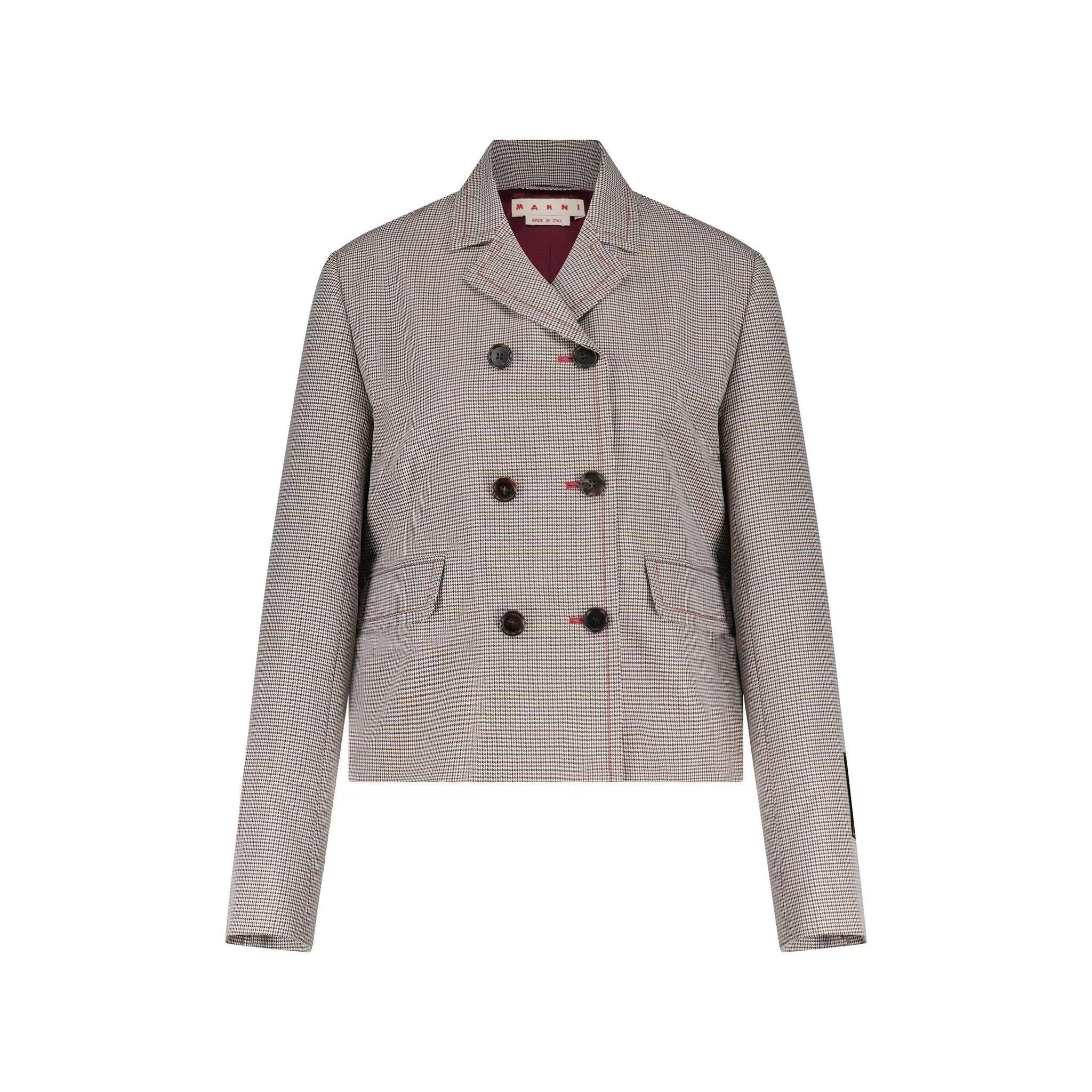 Thumbnail - Marni - Zweireihiger Jackenblazer im karierten Design 4770 - Größe 40 - red