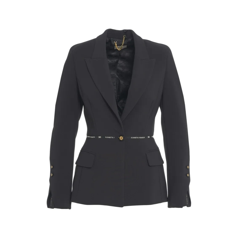 Elisabetta Franchi Blazer Crepe Blazer With Logo Black