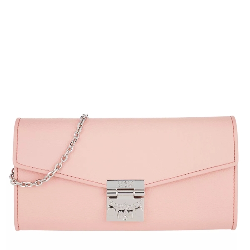 MCM Patricia Park Avenue Flap Wallet Two-Fold Large Pink Blush Portefeuille sur chaîne