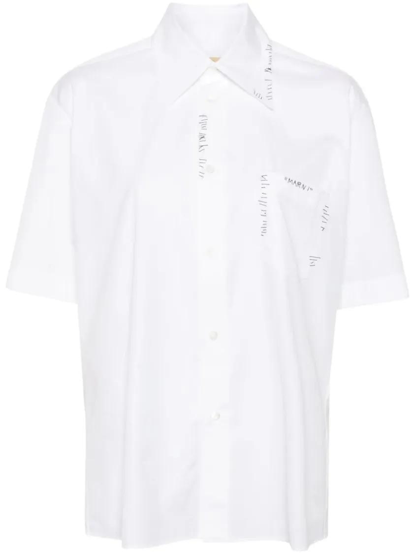 Marni - Logo-Embroidered Shirt - Größe 40 - weiß