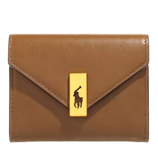 Polo Ralph Lauren Polo ID Card Case Wallet Small Tan Portemonnaie mit Überschlag