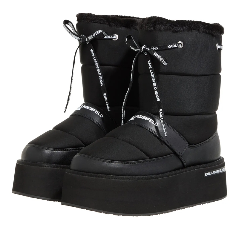 Karl Lagerfeld Jeans Winterboots KLJ Wedge Puffa Boot Black Leather