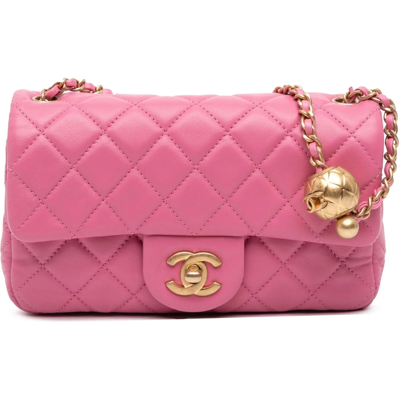 Chanel Sac à bandoulière Mini Rectangular Classic Lambskin Pearl Crush Sing rose