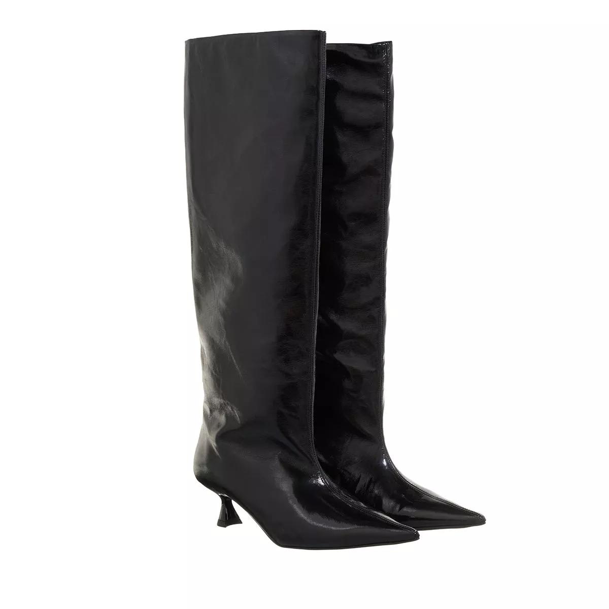 GANNI Boots & Stiefeletten - Soft Slouchy High Shaft Boot Naplack - Gr. 36 (EU) - in Schwarz - für Damen