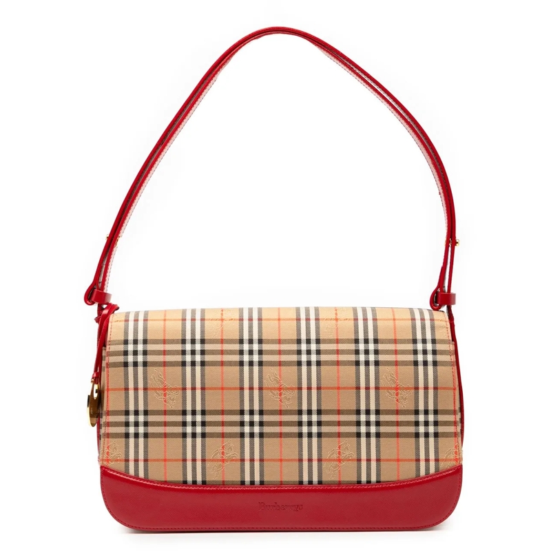 Burberry Schultertasche Haymarket Check Canvas Shoulder Bag braun