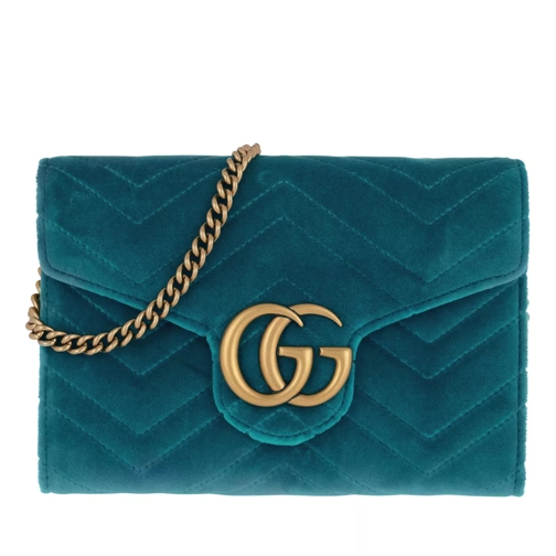 Gucci GG Marmont Matelasse Mini Bag Velvet Pavone Crossbody Bag