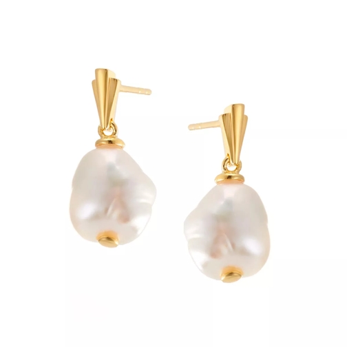 V by Laura Vann Coco Drop Earrings Baroque Pearl/Yellow Gold Pendant d'oreille