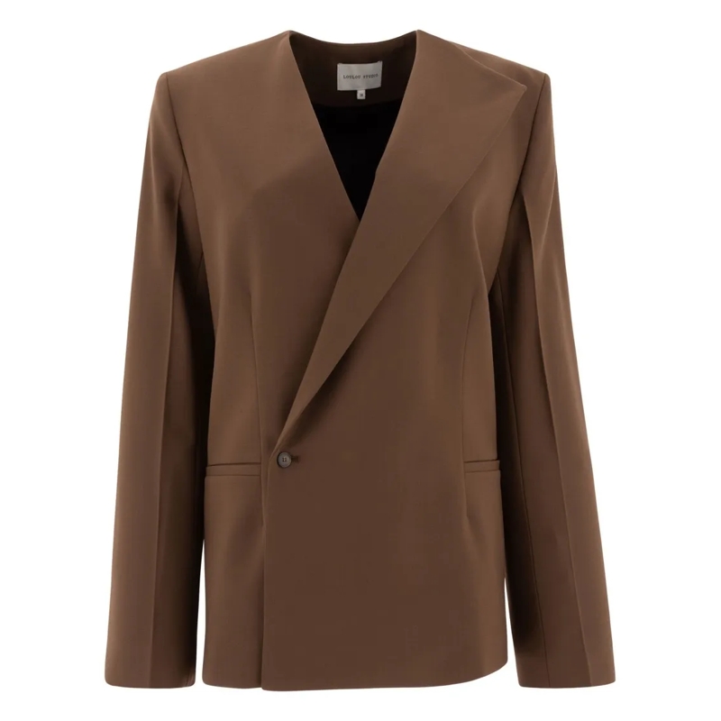 Loulou Studio Blazer Tailored Brown Wool Blend Jacket Brown