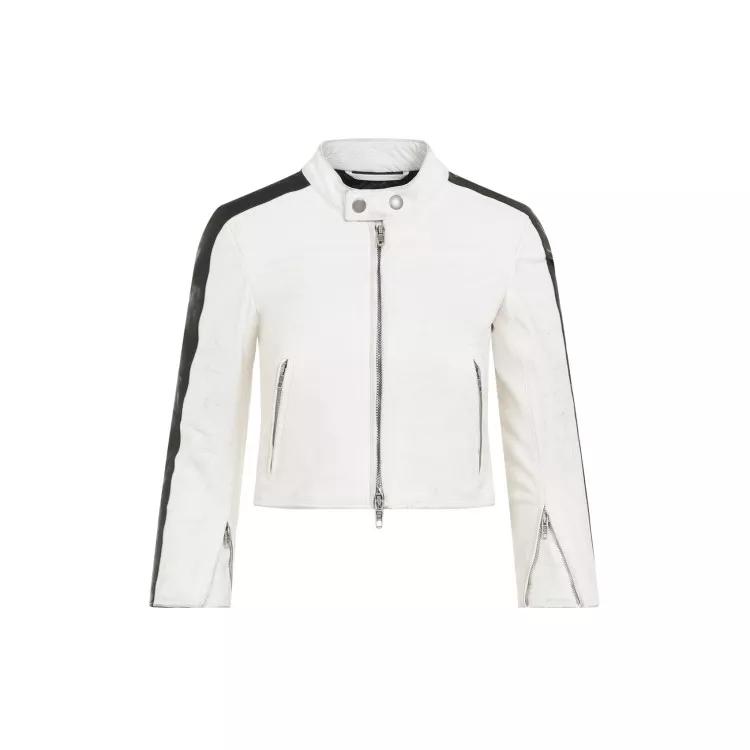 Balenciaga - Racer White Calf Leather Jacket - Größe 38 - weiß