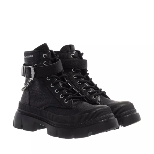 Karl Lagerfeld Trekka Max Mid Lace Chain Boot Black Leather Mono Stivaletto alla caviglia