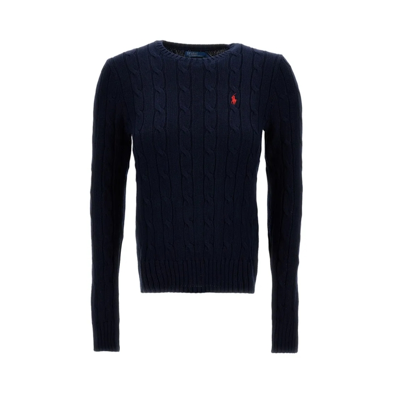 Polo Ralph Lauren Trui Cable-Knit Crew-Neck Pullover With Embroidered Log Blue