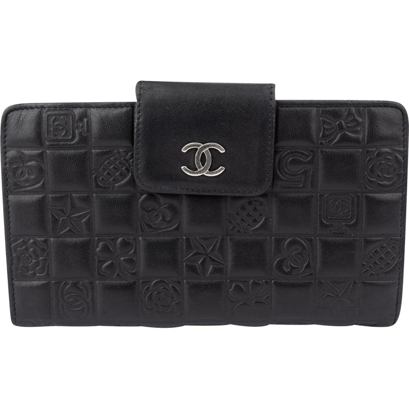 Chanel Geldbörse Chanel Lambskin Chessboard CC Clip Wallet schwarz
