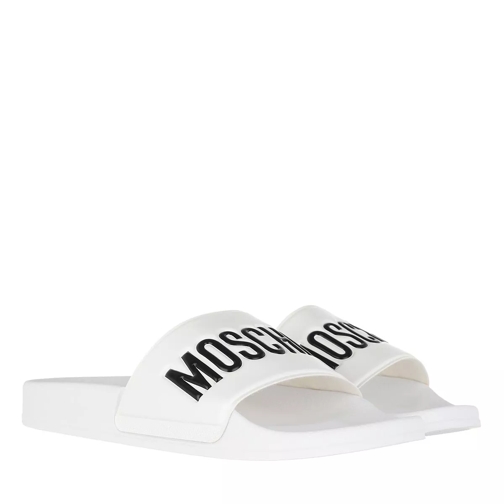 Moschino Logo Slides White Claquette