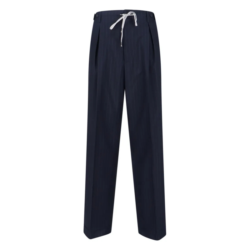 Maison Margiela Anzugshose Navy Blue Wool Trousers With White Pinstripe Blue