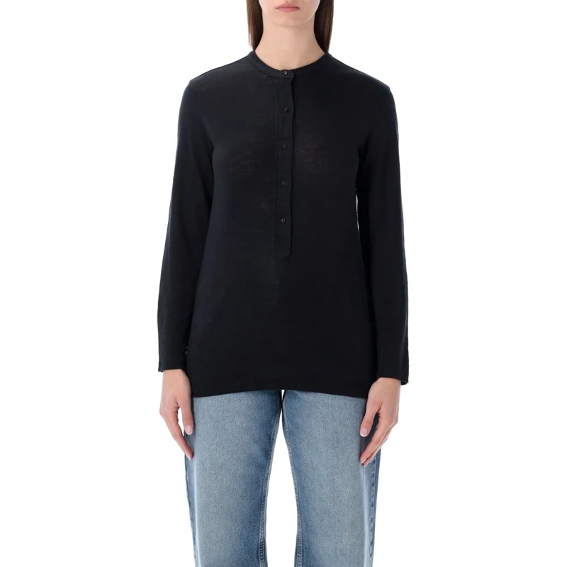 Etoile Isabel Marant Top met lange mouwen Lucy Linen T-Shirt Black