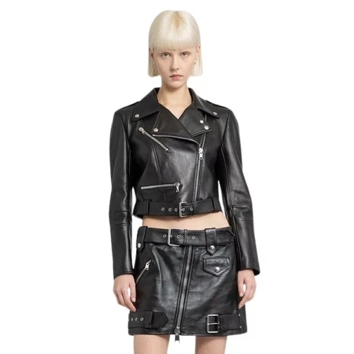 Alexander McQueen Cropped Leather Jacket Black 