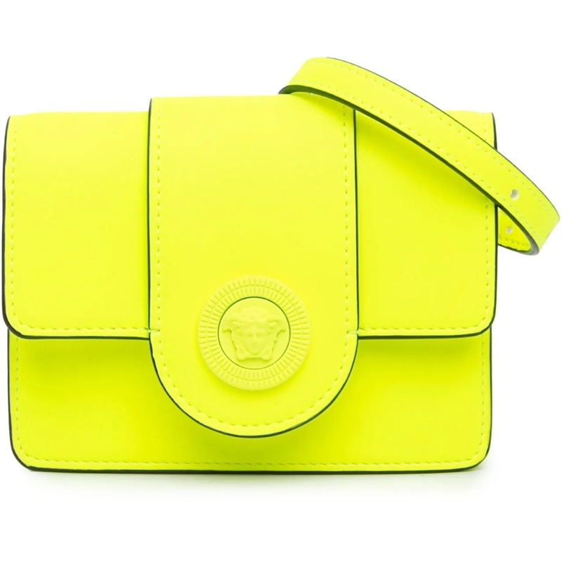 Versace Schultertasche Leather La Medusa Crossbody gelb
