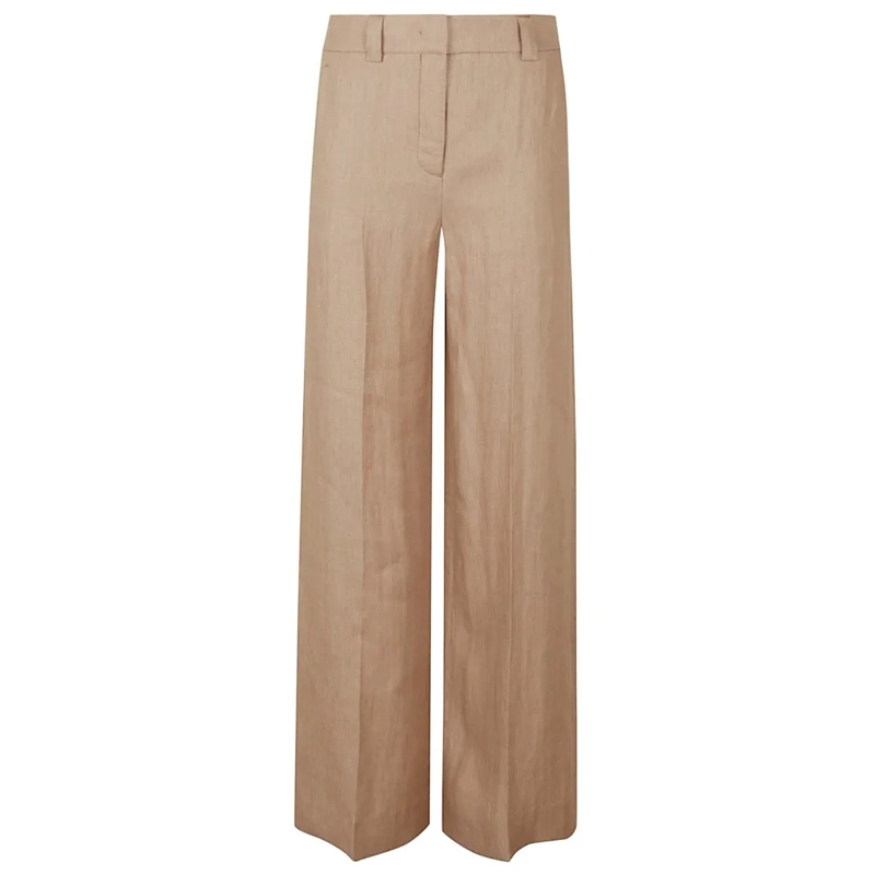 Incotex  Wide-Leg Trouser With High Waist In Natural Linen Neutrals