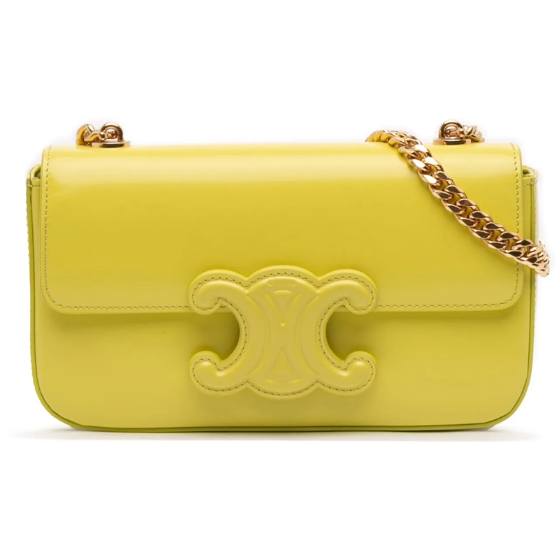 Celine Schultertasche Calfskin Cuir Triomphe Chain Shoulder Bag gelb