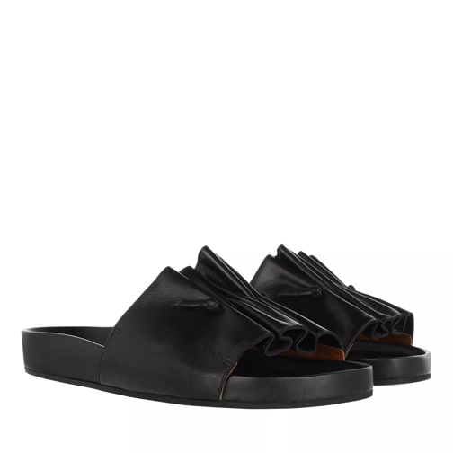 L´Autre Chose Flat Sandals Lamb Leather Black Slide