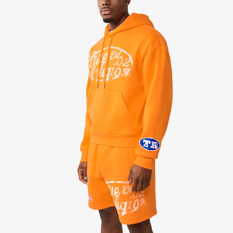 True Religion  - Kapuzenpullover- Kängurutaschen- Logo-Patch-  orange(Image 3)