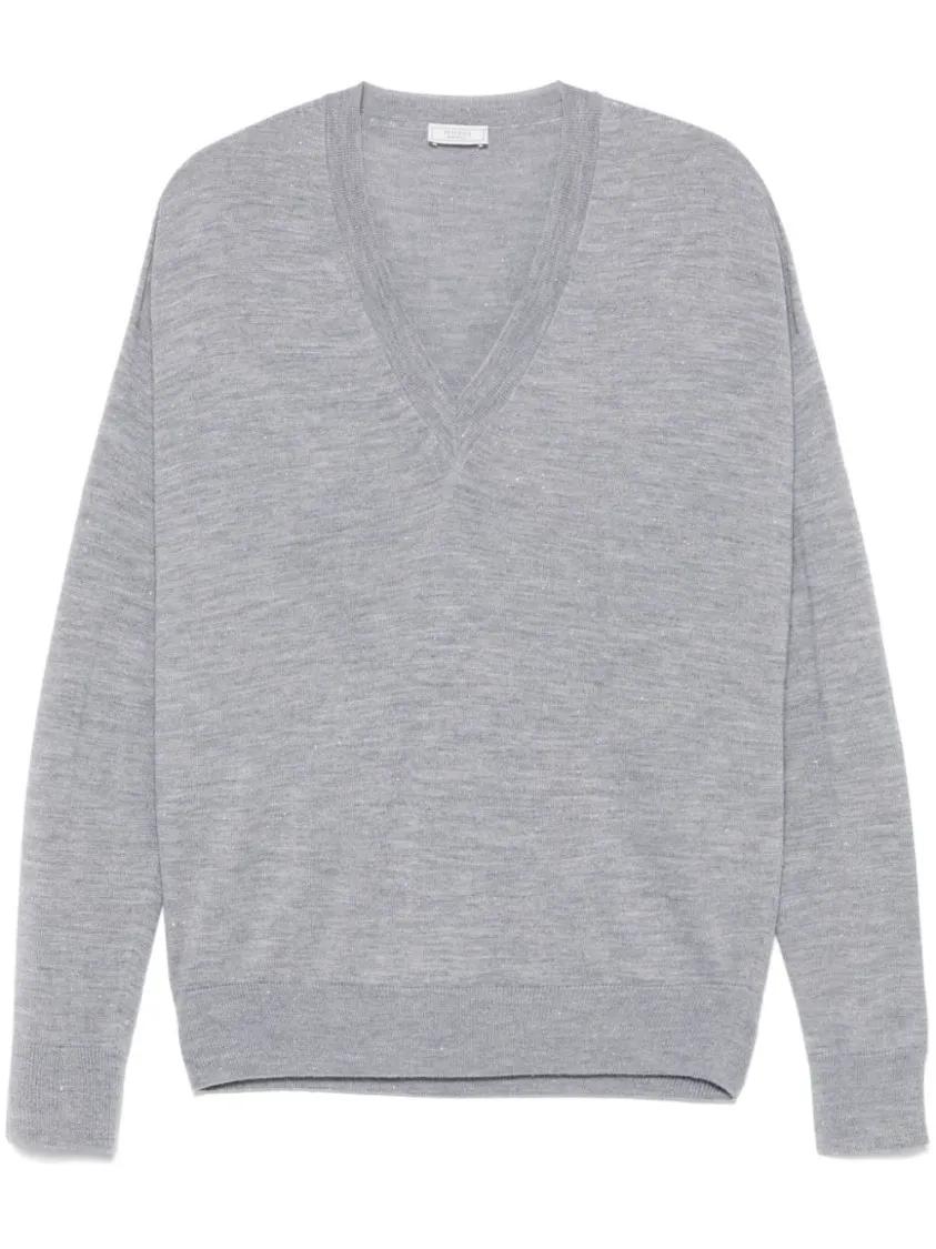Thumbnail - Peserico - Lurex-Detail Sweater - Größe 42 - grau