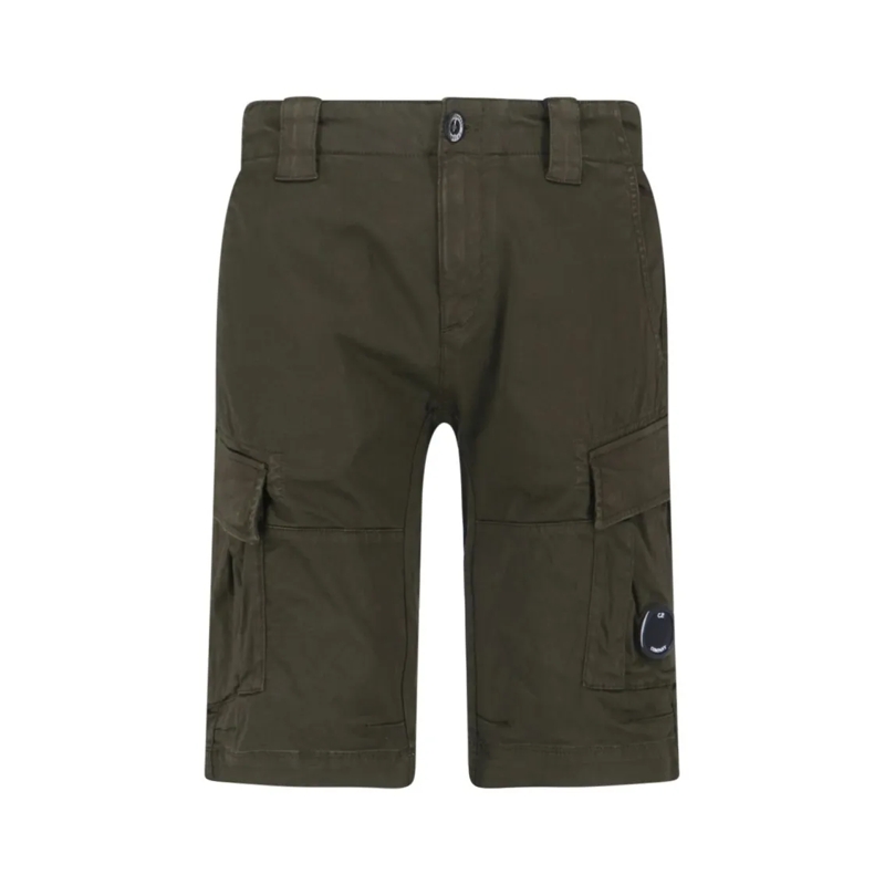 CP Company Short décontracté Solid Green Trousers With Classic Straight-Leg Sil Green